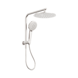 Nero Mecca 2 In 1 Twin Shower 250mm Overhead 3 Function Handset Brushed Nickel NR250805EBN