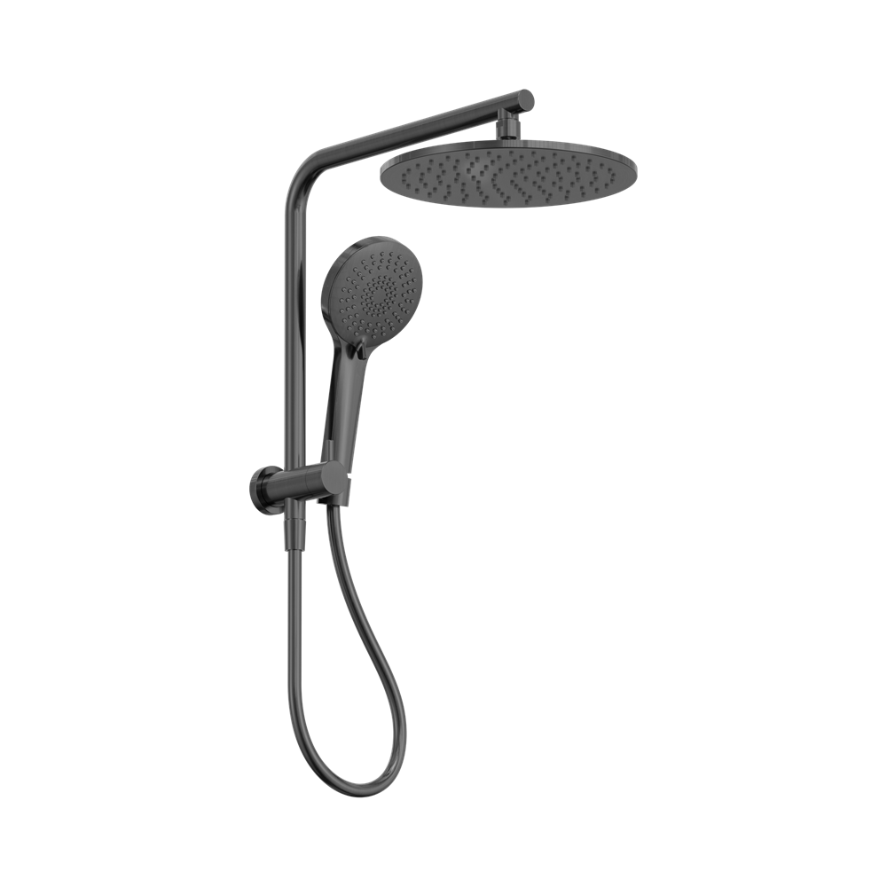 Nero Mecca 2 In 1 Twin Shower 250mm Overhead 3 Function Handset Gunmetal NR250805EGM