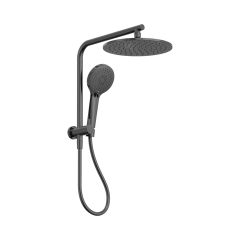 Nero Mecca 2 In 1 Twin Shower 250mm Overhead 3 Function Handset Gunmetal NR250805EGM