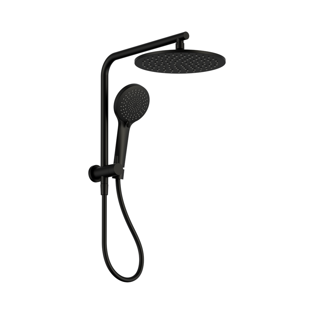 Nero Mecca 2 In 1 Twin Shower 250mm Overhead 3 Function Handset Matte Black NR250805EMB