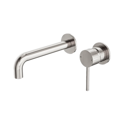 Nero Wall Basin/Bath Mixer (Separate Plates) 185mm Spout Brushed Nickel NR250810CBN