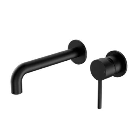 Amelie Royale Wall Basin/ Bath Mixer Pin w/ Seperate Plate 185mm Spout Matte Black (Full Kit) BDO250810cMB