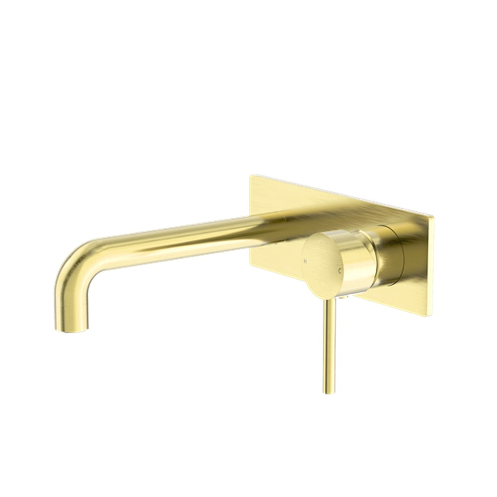 Amelie Royale Wall Basin/Bath Mixer Pin with Plate 185mm Spout Brushed Gold (Full Kit) BDO250810bBG