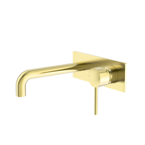 Nero Dolce Wall Basin/Bath Mixer w/Plate & 215mm Spout Trim Kit Only Brushed Gold NR250810BTBG