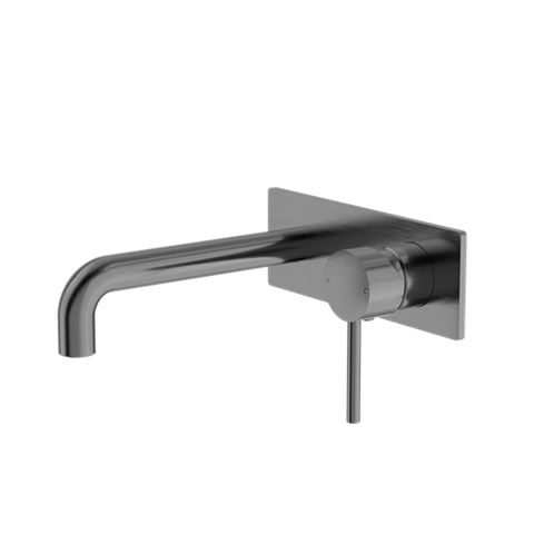 Nero Dolce Wall Basin/Bath Mixer w/Plate & 215mm Spout Trim Kit Only Gunmetal NR250810BTGM