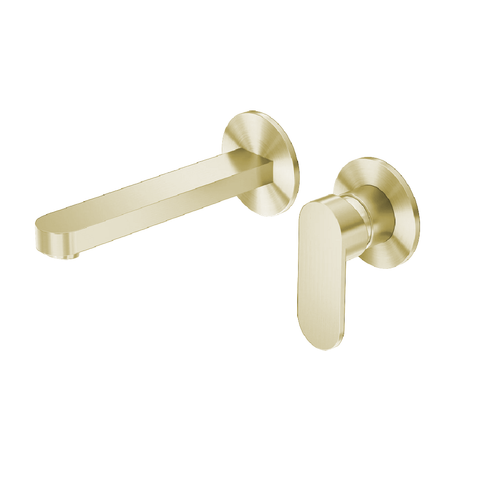 Nero Ecco Wall Basin/Bath Mixer (Separate Back Plate) Brushed Gold NR301310BBG