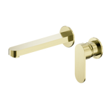 Nero Ecco Wall Basin/Bath Mixer Set 60mm Separate Plates 185mm Spout Brushed Gold NR301310CBG