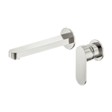 Nero Ecco Wall Basin/Bath Mixer Set 60mm Separate Plates 185mm Spout Brushed Nickel NR301310CBN