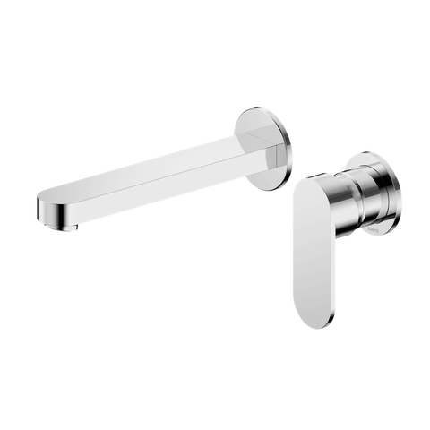 Nero Ecco Wall Basin/Bath Mixer Set 60mm Separate Plates 185mm Spout Chrome NR301310CCH
