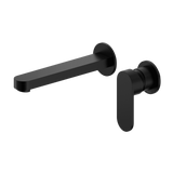 Nero Ecco Wall Basin/Bath Mixer Set 60mm Separate Plates 185mm Spout Matte Black NR301310CMB