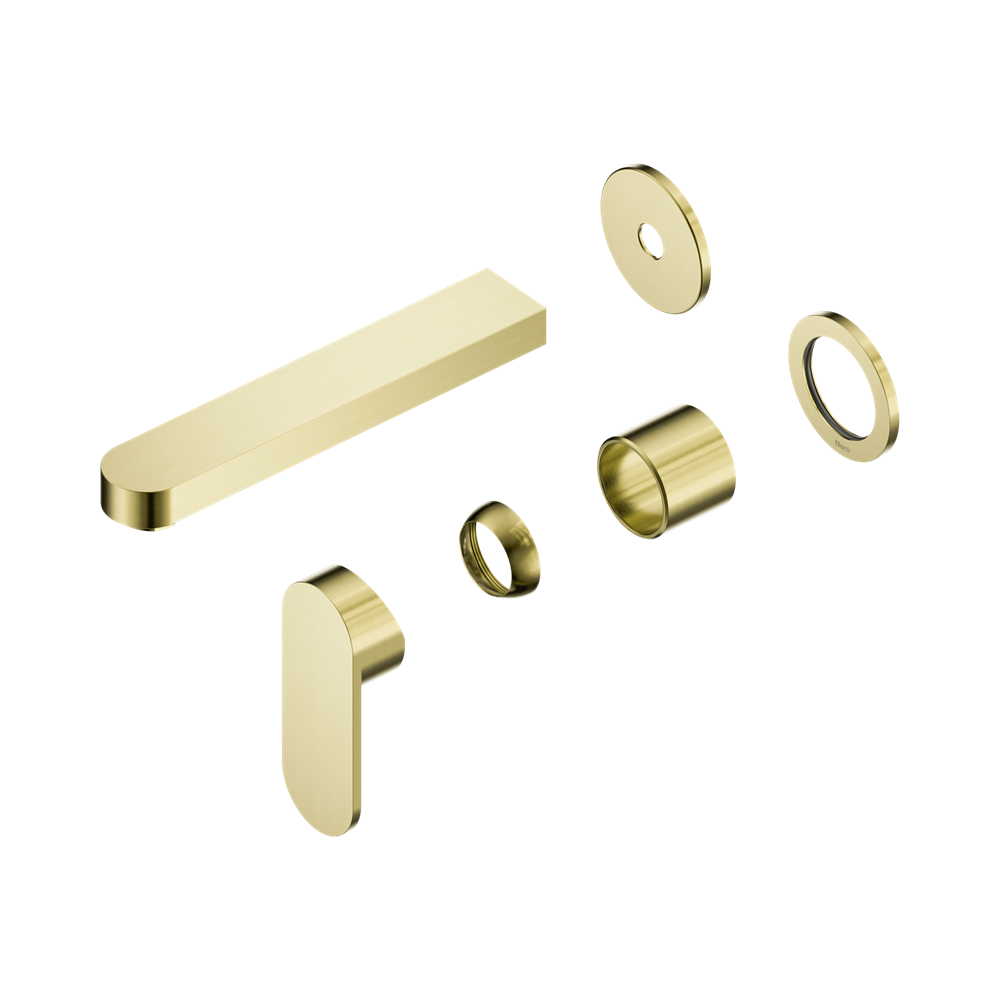 Nero Ecco Wall Basin/Bath Mixer Set 60mm Separate Plates 185mm Spout (Trim Kit Only) Brushed Gold NR301310CTBG