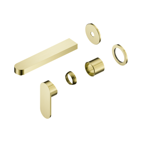 Nero Ecco Wall Basin/Bath Mixer Set 60mm Separate Plates 185mm Spout (Trim Kit Only) Brushed Gold NR301310CTBG