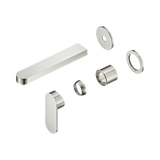Nero Ecco Wall Basin/Bath Mixer Set 60mm Separate Plates 185mm Spout (Trim Kit Only) Brushed Nickel NR301310CTBN