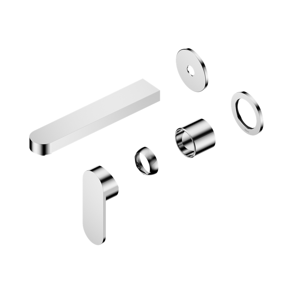 Nero Ecco Wall Basin/Bath Mixer Set 60mm Separate Plates 185mm Spout (Trim Kit Only) Chrome NR301310CTCH