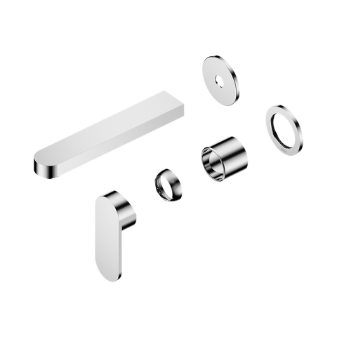 Nero Ecco Wall Basin/Bath Mixer Set 60mm Separate Plates 185mm Spout (Trim Kit Only) Chrome NR301310CTCH