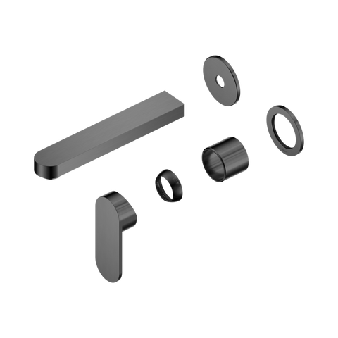Nero Ecco Wall Basin/Bath Mixer Set 60mm Separate Plates 185mm Spout (Trim Kit Only) Gunmetal NR301310CTGM
