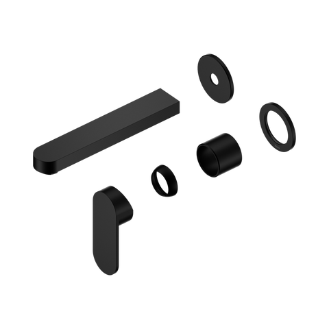 Nero Ecco Wall Basin/Bath Mixer Set 60mm Separate Plates 185mm Spout (Trim Kit Only) Matte Black NR301310CTMB