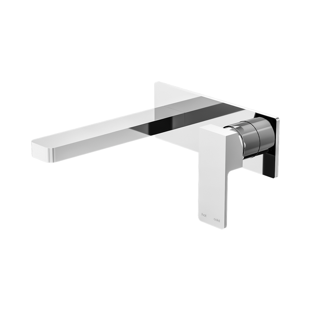 Nero Celia Wall Basin/Bath Mixer Uni Body Rectangle Plate Chrome NR301510ACH