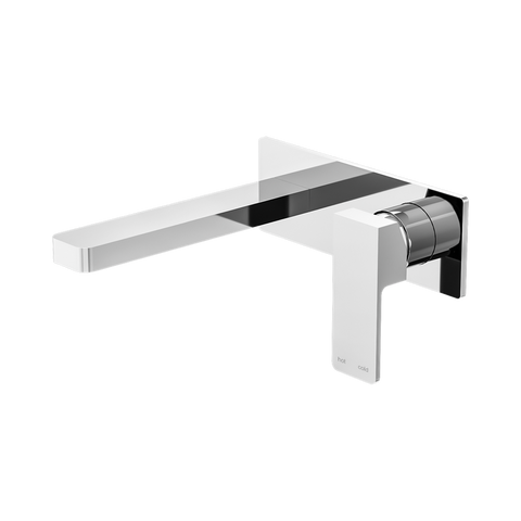 Nero Celia Wall Basin/Bath Mixer Uni Body Rectangle Plate Chrome NR301510ACH