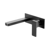 Nero Celia Wall Basin/Bath Mixer Uni Body Rectangle Plate Matte Black NR301510AMB