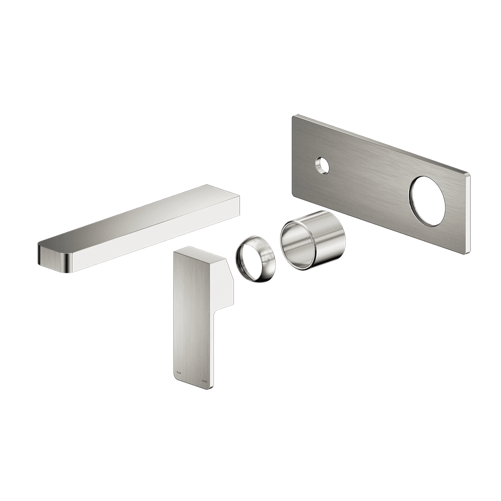Nero Celia Wall Basin/Bath Mixer Uni Body Rectangle Plate (Trim Kit Only) Brushed Nickel NR301510ATBN