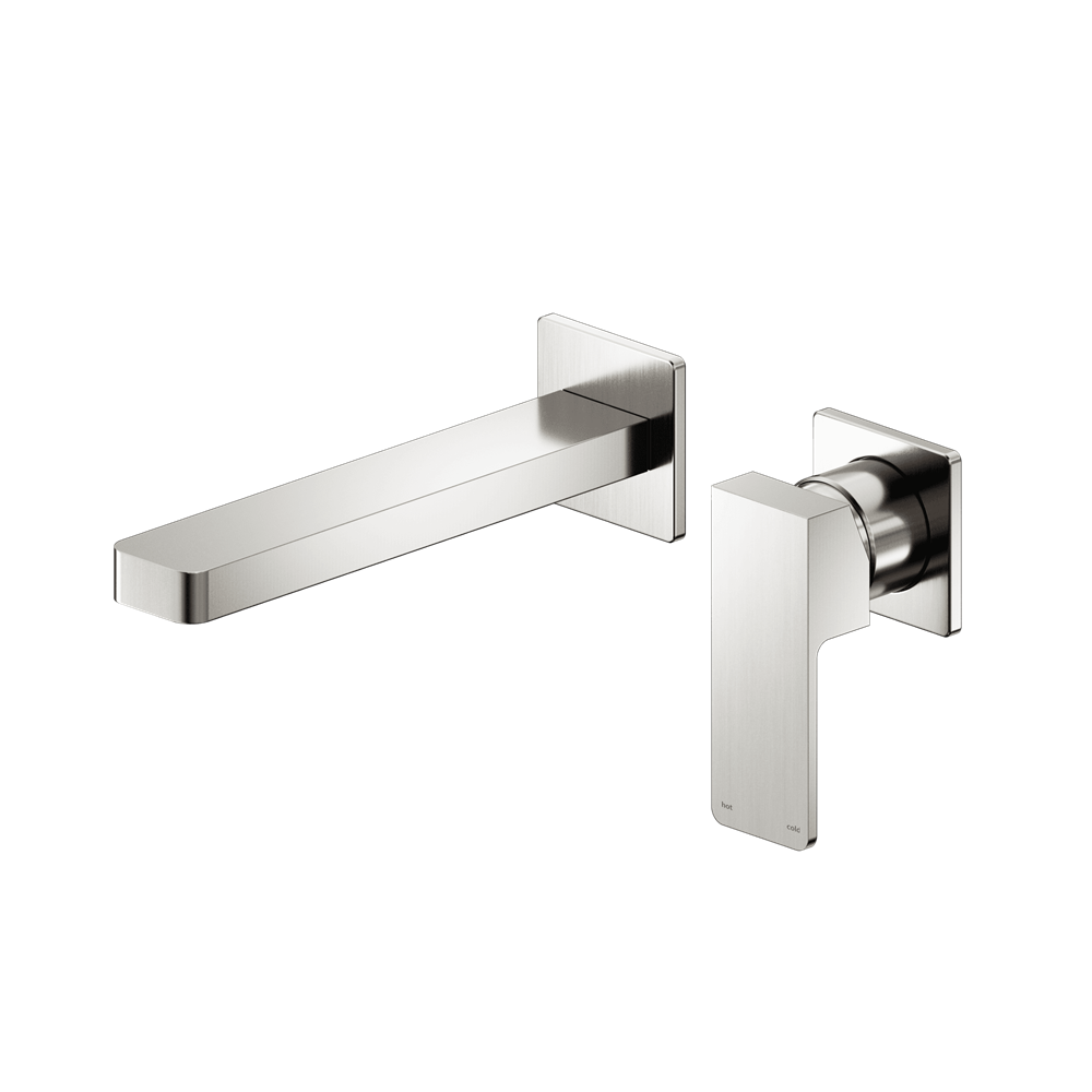 Nero Celia Wall Basin/Bath Mixer Uni Body Separate Plates Brushed Nickel NR301510BBN