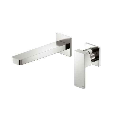 Nero Celia Wall Basin/Bath Mixer Uni Body Separate Plates Brushed Nickel NR301510BBN