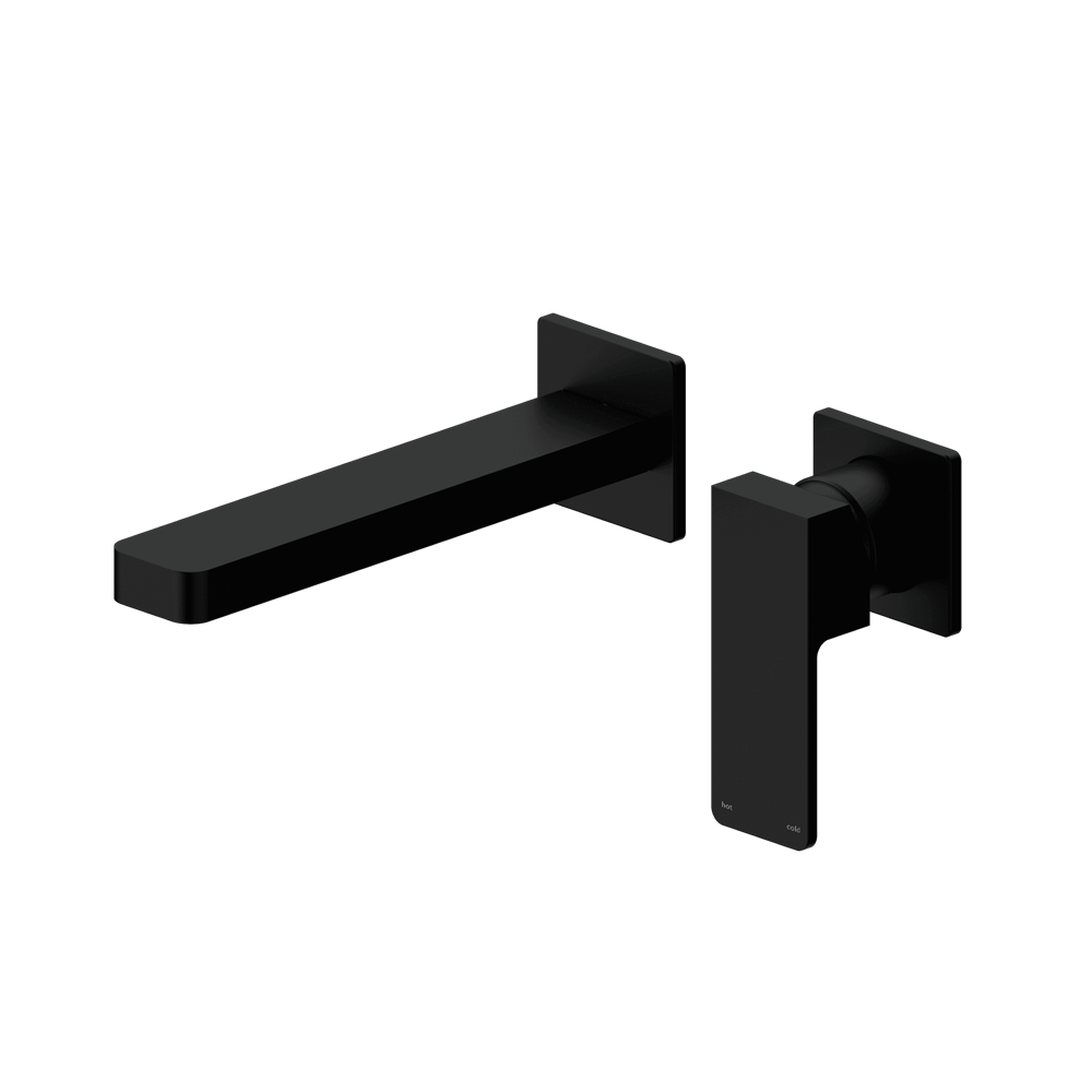 Nero Celia Wall Basin/Bath Mixer Uni Body Separate Plates Matte Black NR301510BMB