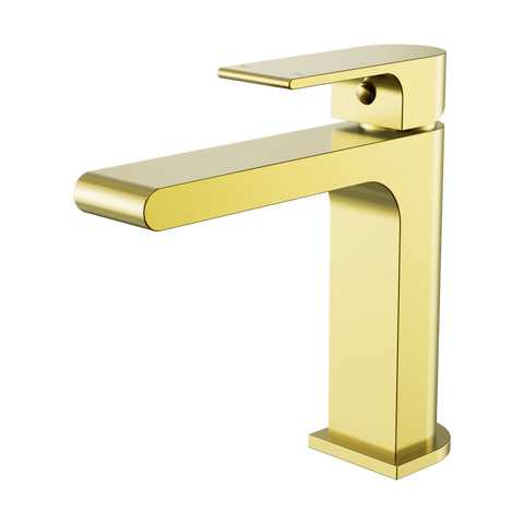 Nero Bianca Basin Mixer Straight Spout Brushed Gold NR321502BG