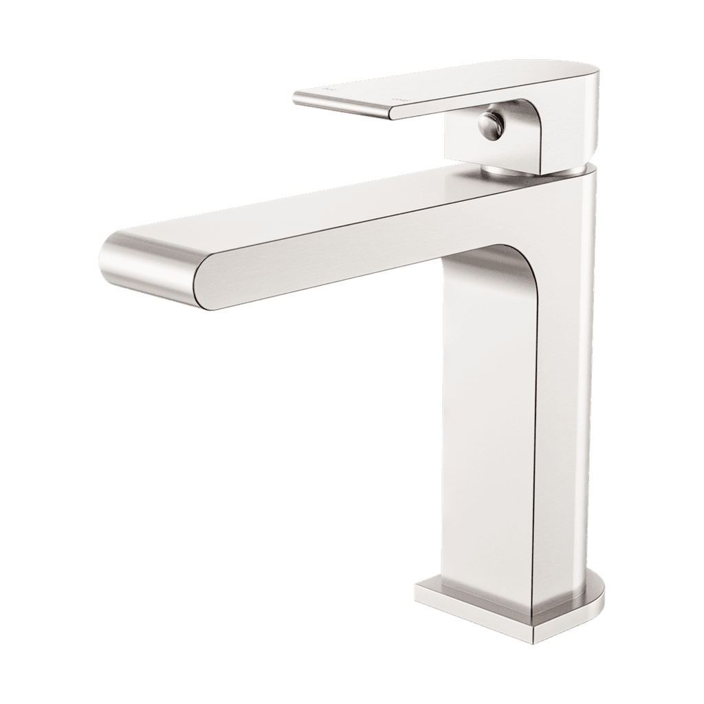 Nero Bianca Basin Mixer Straight Spout Brushed Nickel NR321502BN