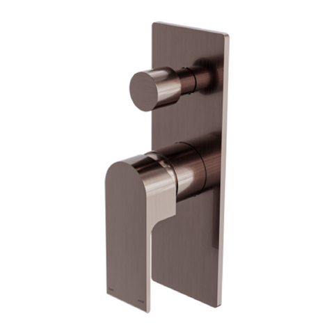 Nero Bianca Shower Mixer w/Diverter Rectangle Plate Trim Kit Brushed Bronze NR321511ATBZ