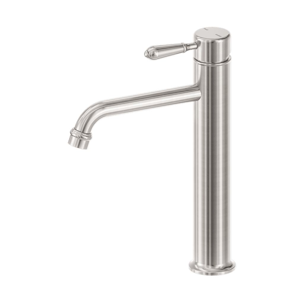 Nero York Straight Tall Basin Mixer Metal Lever Brushed Nickel NR692101A02BN
