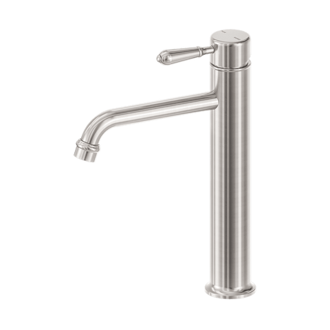 Nero York Straight Tall Basin Mixer Metal Lever Brushed Nickel NR692101A02BN