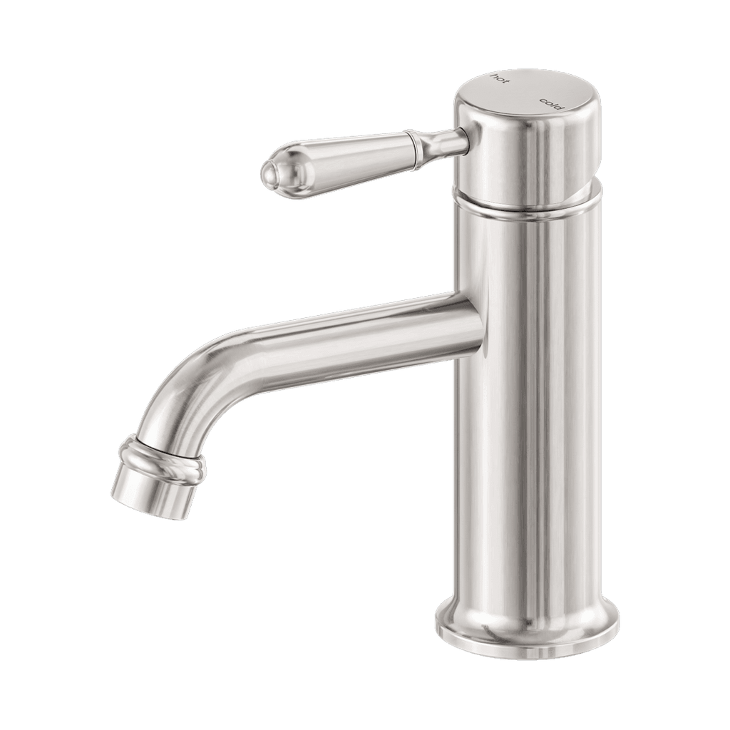 Nero York Straight Basin Mixer Metal Lever Brushed Nickel NR692101B02BN