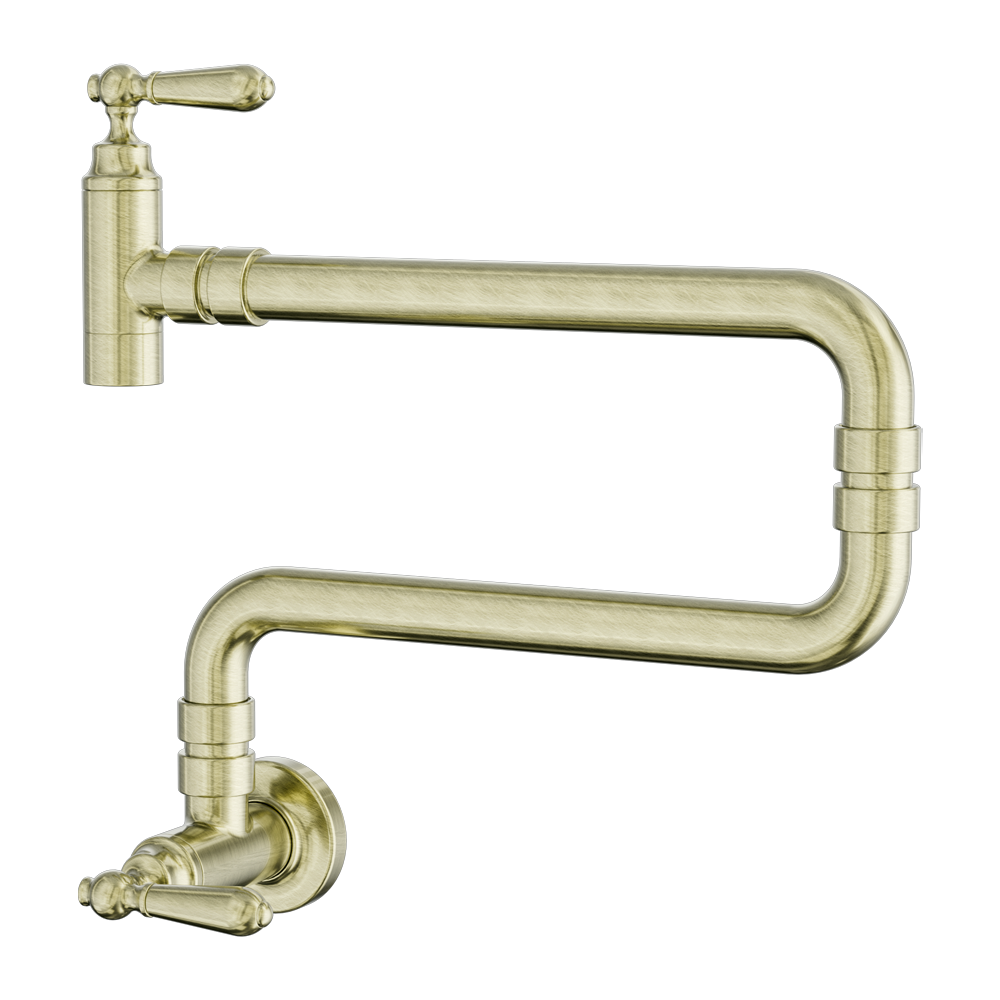 Nero York Wall Mounted Pot Filler Aged Brass NR692103CAB