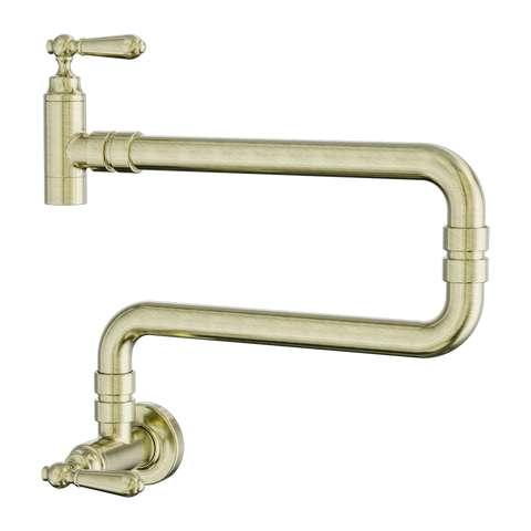 Nero York Wall Mounted Pot Filler Aged Brass NR692103CAB