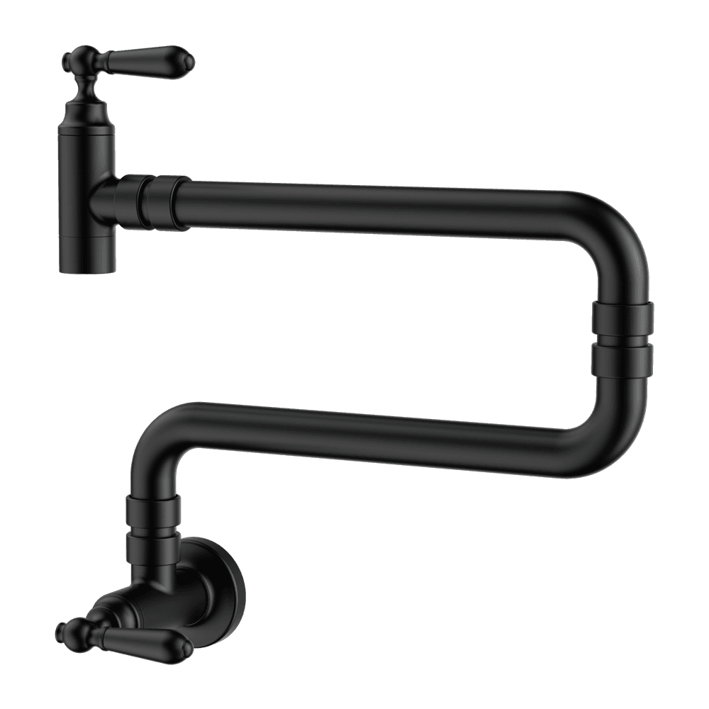 Nero York Wall Mounted Pot Filler Matte Black NR692103CMB