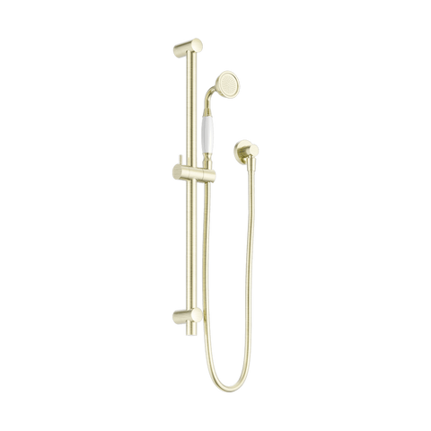 Nero York Shower Rail White Porcelain Hand Shower Aged Brass NR692105A01AB