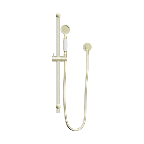 Nero York Shower Rail White Porcelain Hand Shower Aged Brass NR692105A01AB