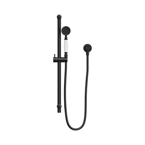 Nero York Shower Rail White Porcelain Hand Shower Matte Black NR692105A01MB