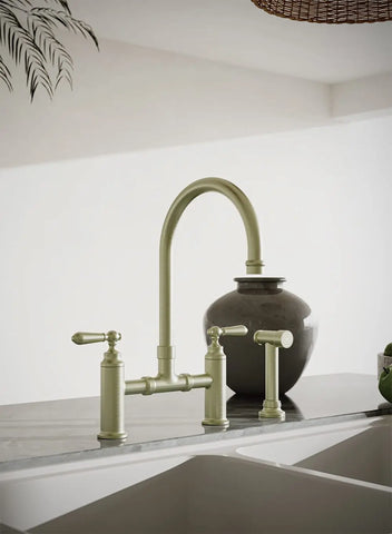 Nero York Bridge Kitchen Set Hand Spray Aged Brass NR692108AAB