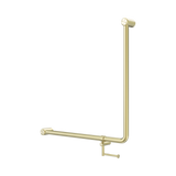Nero Mecca Care 32mm 90 Degree Bent Tube Grab Rail 750X750mm w/ Toilet Roll Holder Brushed Gold NRCR3290BHBG