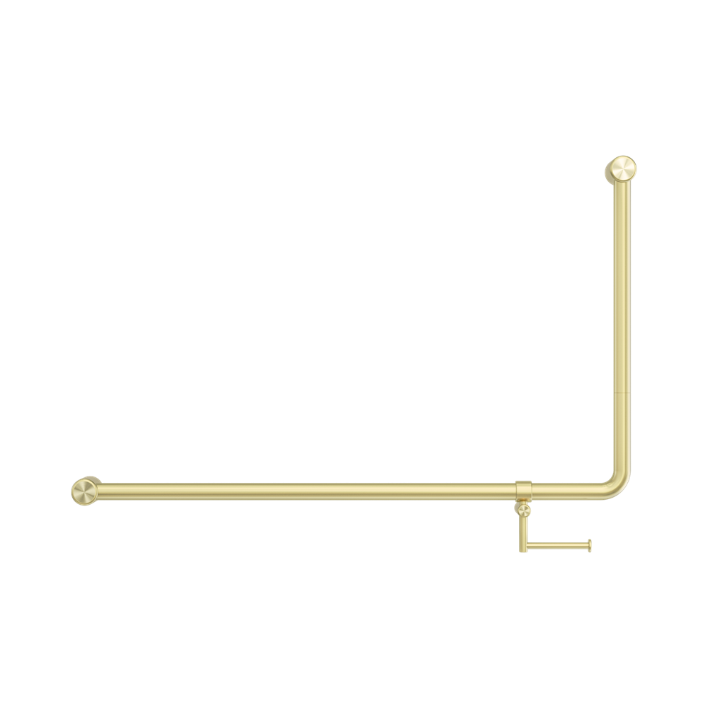 Nero Mecca Care 32mm DDA 90D Bent Tube Grab Rail 600X1000mm w/ Toilet Roll Holder Brushed Gold NRCR3290EHBG