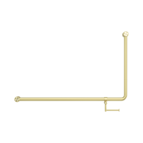 Nero Mecca Care 32mm DDA 90D Bent Tube Grab Rail 600X1000mm w/ Toilet Roll Holder Brushed Gold NRCR3290EHBG
