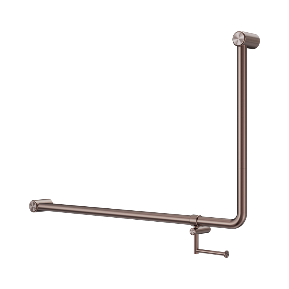 Nero Mecca Care 32mm DDA 90D Bent Tube Grab Rail 600X1000mm w/ Toilet Roll Holder Brushed Bronze NRCR3290EHBZ