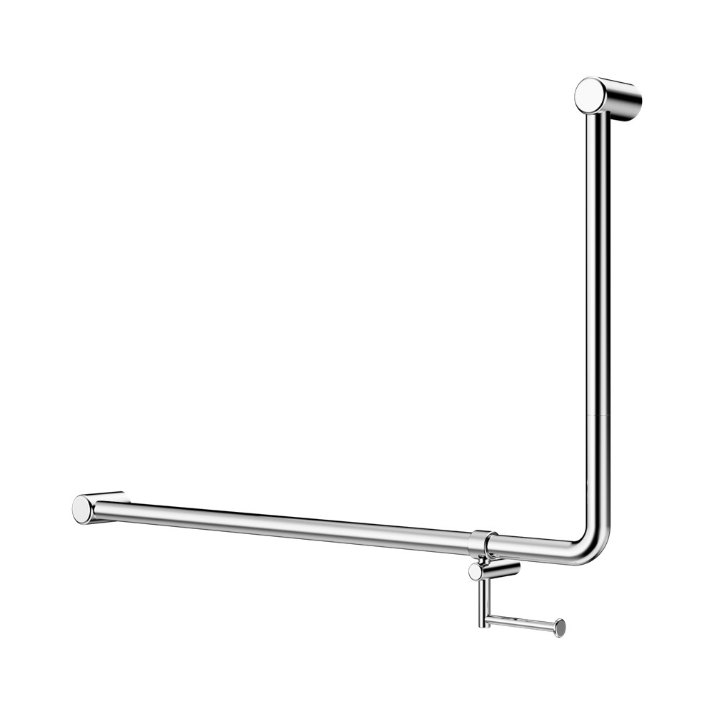Nero Mecca Care 32mm DDA 90D Bent Tube Grab Rail 600X1000mm w/ Toilet Roll Holder Chrome NRCR3290EHCH