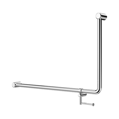 Nero Mecca Care 32mm DDA 90D Bent Tube Grab Rail 600X1000mm w/ Toilet Roll Holder Chrome NRCR3290EHCH