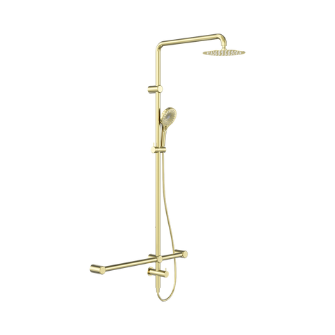 Nero Mecca Care 32mm T Bar Grab Rail 1100X750mm Twin Shower Set Brushed Gold NRCS008BG