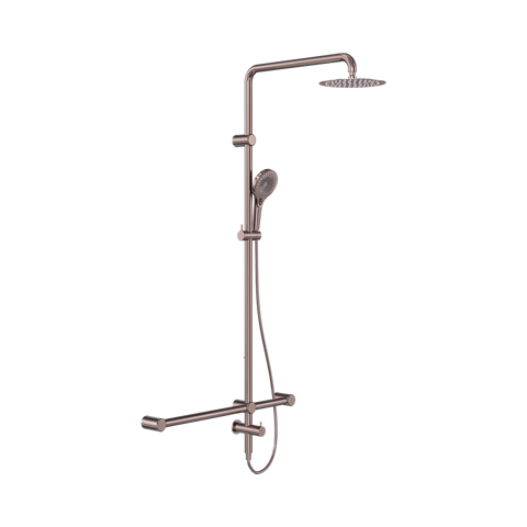 Nero Mecca Care 32mm T Bar Grab Rail 1100X750mm Twin Shower Set Brushed Bronze NRCS008BZ