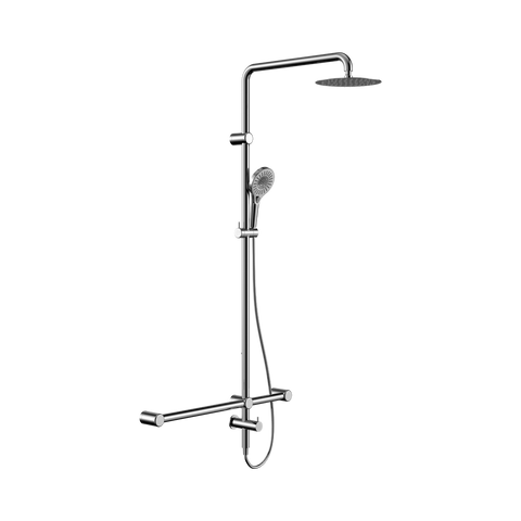 Nero Mecca Care 32mm T Bar Grab Rail 1100X750mm Twin Shower Set Chrome NRCS008CH